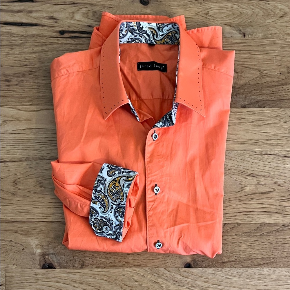 Jared Lang Men's Vibrant Orange Dress Shirt